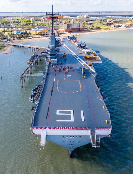 The 20-megapixel sensor on the Mavic 2 Pro gives aerial photographers more creative cropping options, including vertical crops like this photo of the USS Lexington anchored at Corpus Christi, Texas.