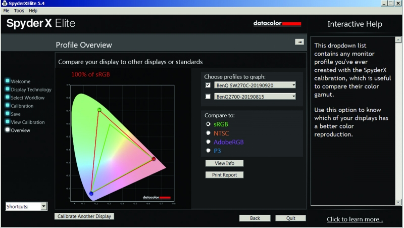 The Datacolor Spyder X Elite analysis confirmed that the monitor delivered 100% of the Adobe sRGB color space. 