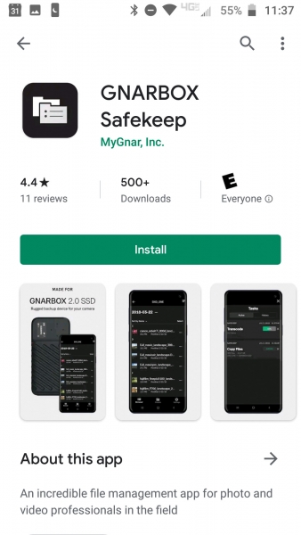 Gnarbox apps Safekeep and Selects are available as
free downloads from your app store. 